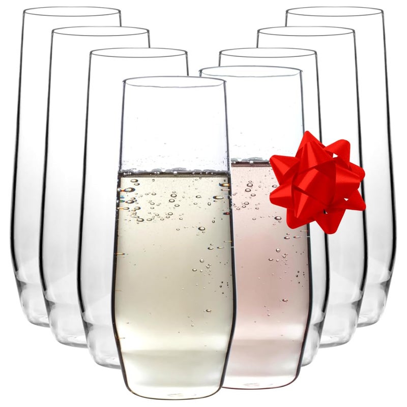 DECO D'Eco Unbreakable Tritan Champagne Flutes, 12 oz (Set of 8) - Shatterproof, Crystal-Clear, BPA-Free Glasses - Cocktail Glasses for Hosting Holiday & New Years Eve Parties - Xmas Must Have Gift Set - Image 1